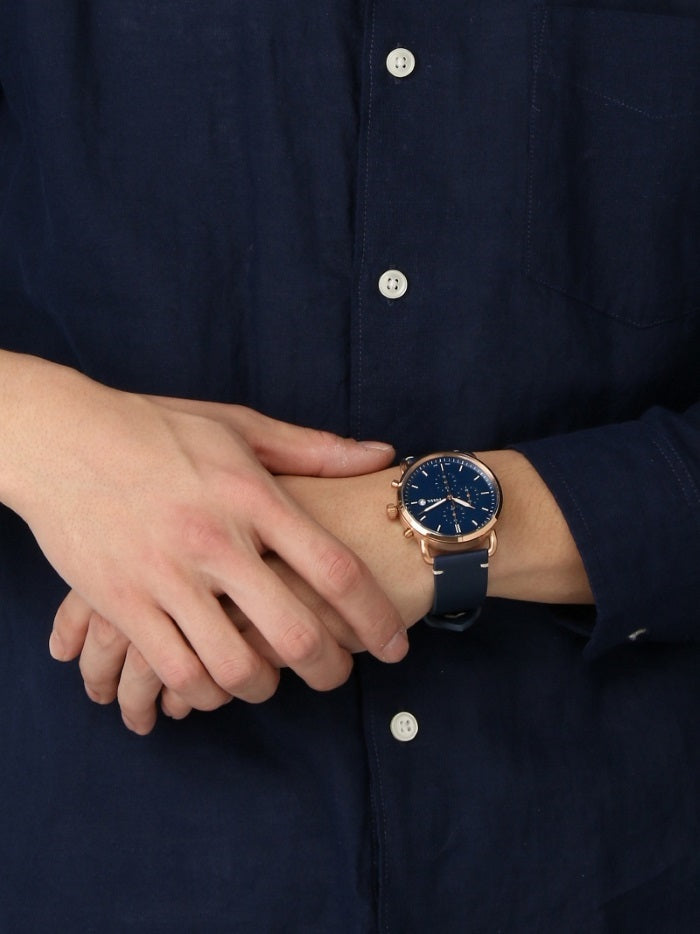 Fossil Men's Blue Leather Strap Watch - FS5404